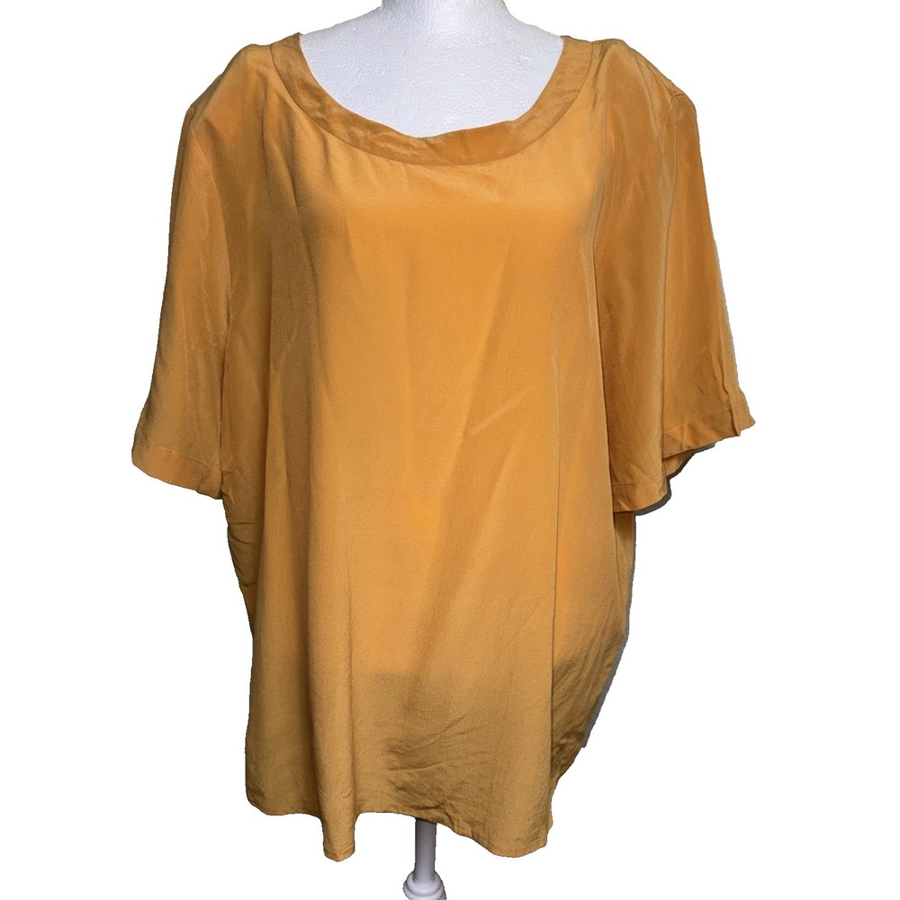 Elizabeth & James‎ Woodsbury Saffron Silk Blouse Shoulder Pads Minimalist XL S/S